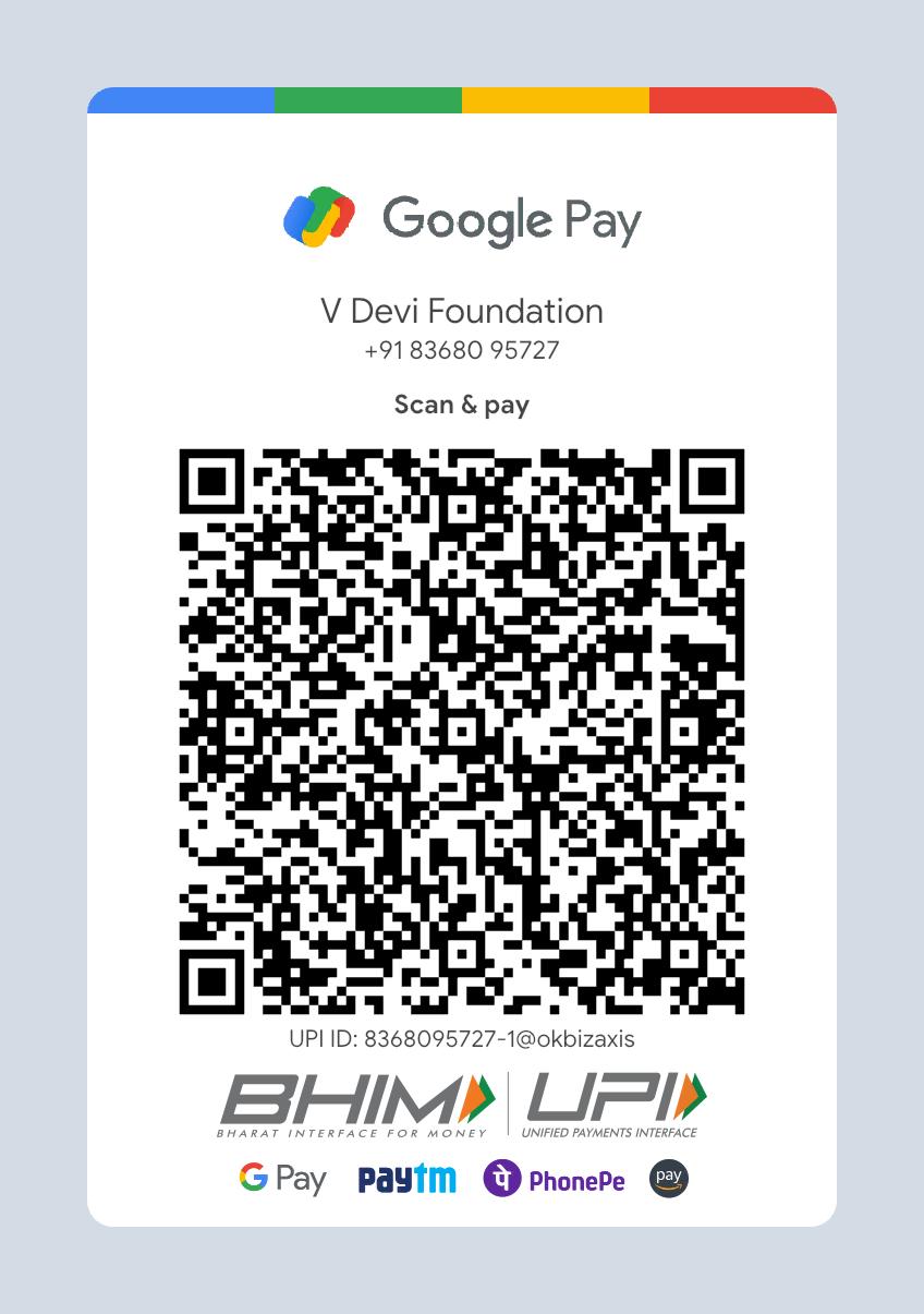 V Devi Foundation (VDevi) UPI QR code for Donations